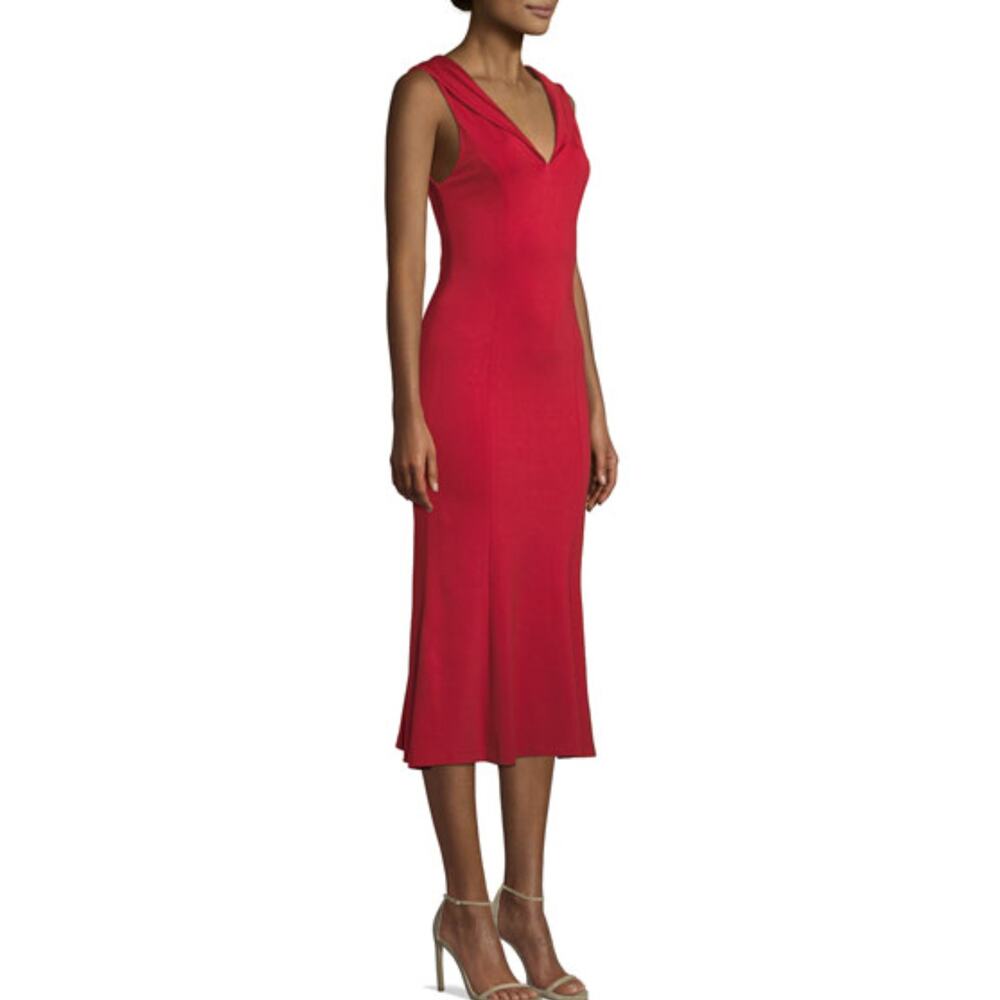 NEW Alice + Olivia Cecilia Red Draped-Shoulder Sleeveless Cocktail Dress - 2